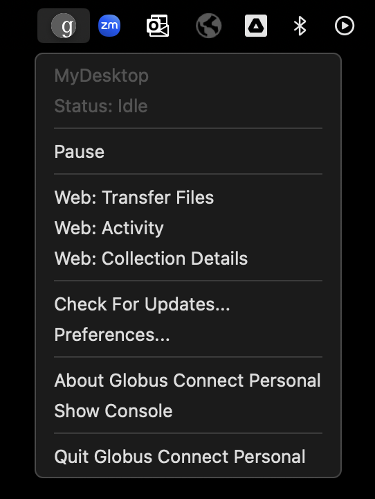 Globus Install App Menu Bar